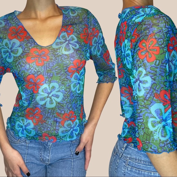 Vintage sheer floral top - Picture 4 of 4